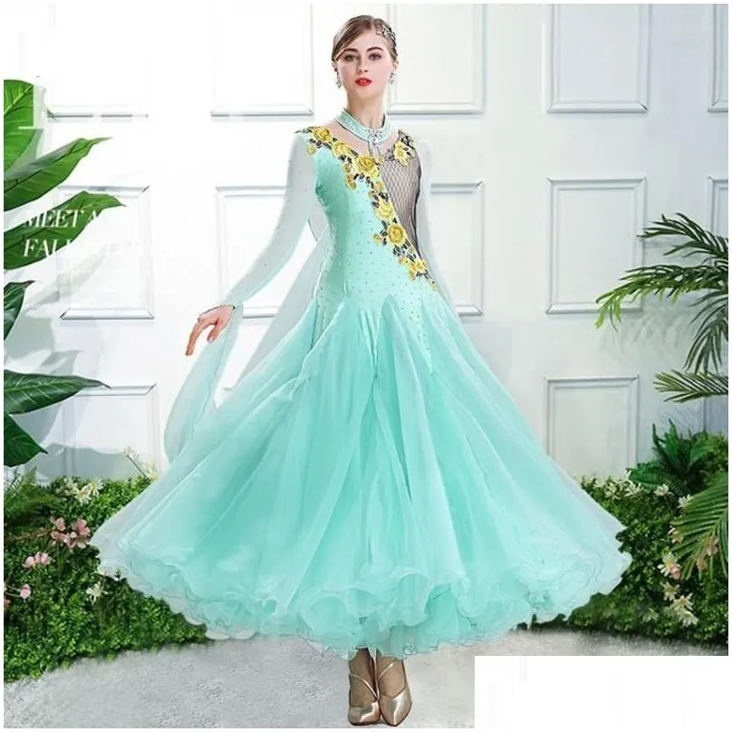 Stage Wear Waltz Ballroom Competition Dresses Standard Dance Performance Costumes Women Embroidery Evening Party Gown High End Big