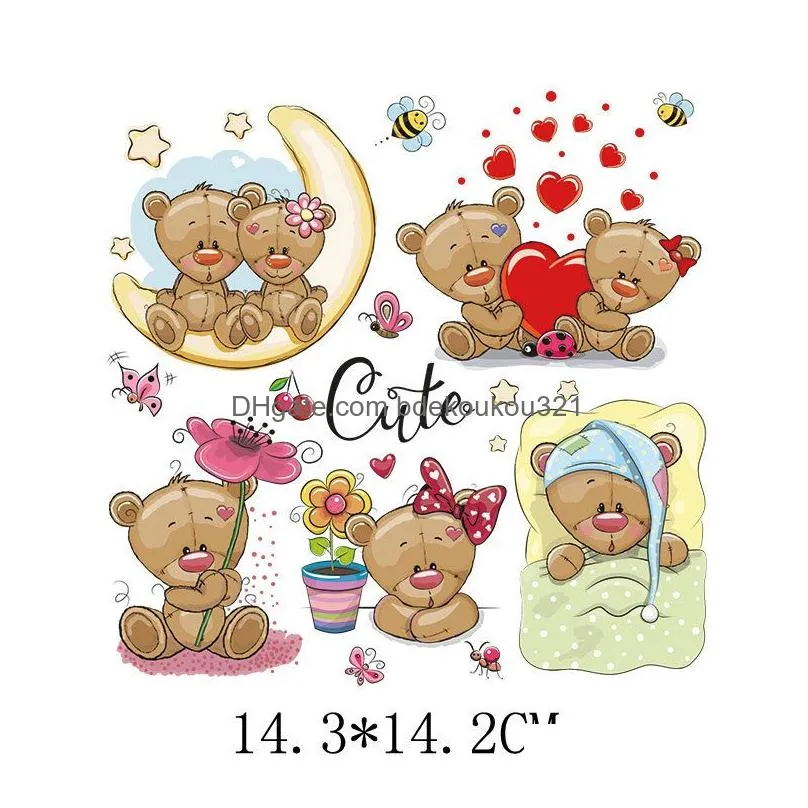 Sewing Notions & Tools Iron On Cute Animal Es Set For Kids Clothing Diy T Shirt Hoodies Applique Vinyl Heat Transfer Clothes Stickers Dhsmu