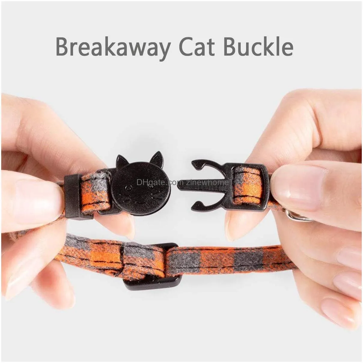 Cat Collars & Leads Collar Breakaway With Bell And Bow Tie Cute Plaid Patterns Design Adjustable Kitty Safety Pet For Cats From Drop D Dhdkz