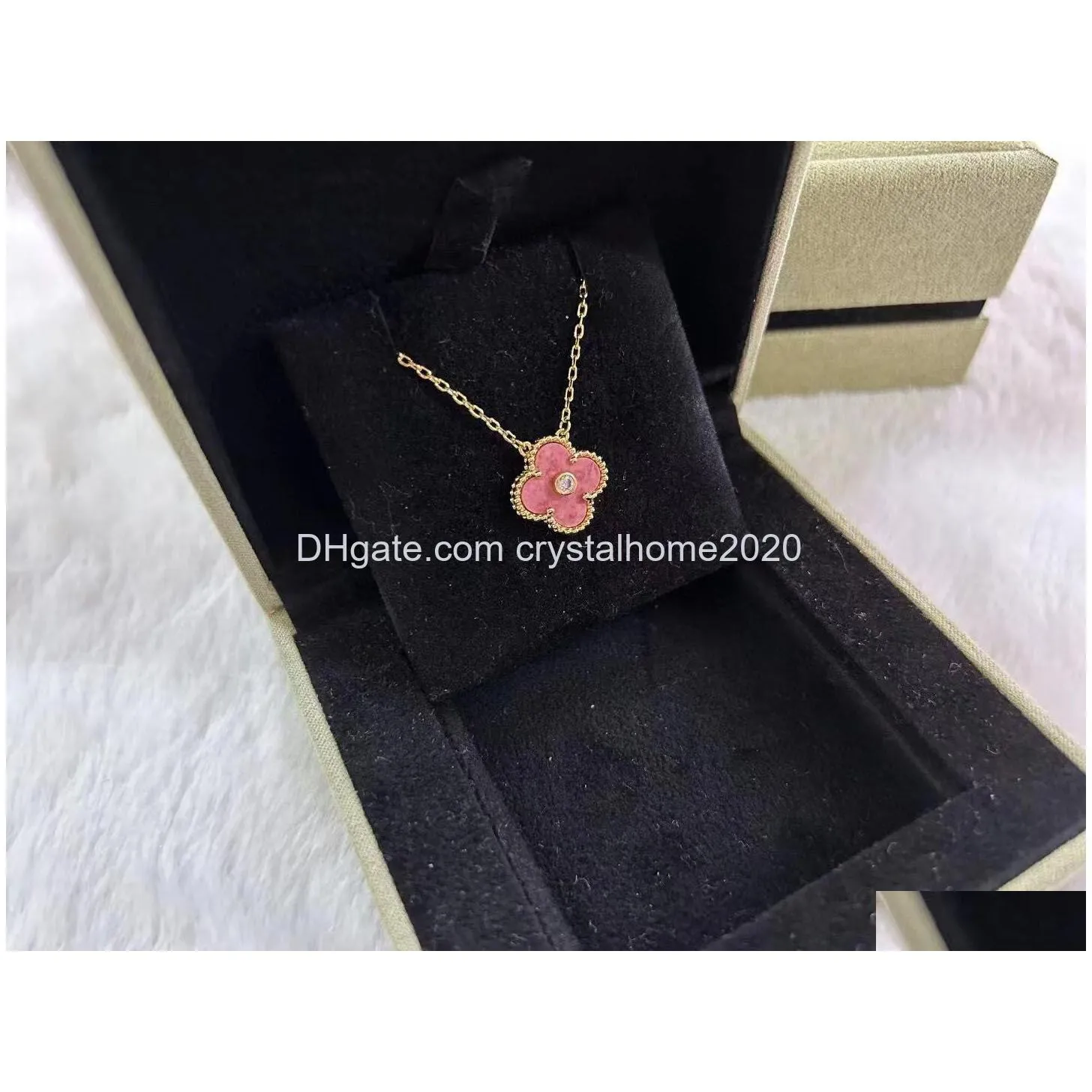 Pendant Necklaces Luxury Van Esigner 18K Gold Cross Chain Rose Pink Clover 15Mm 4 Leaf Flower Choker Necklace Nice Top A Drop Delive Ot2Wh