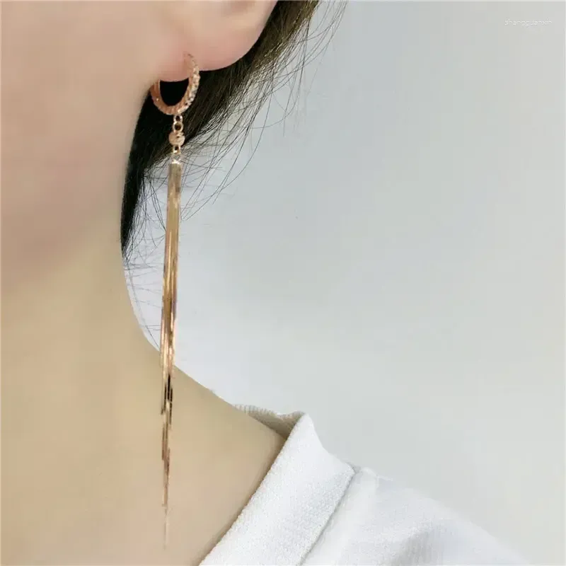 Dangle Earrings Fashion Light Luxury 585 Purple Gold Earline Plated With 14K Rose Soft Chain Long Tassel For Women Jewelry