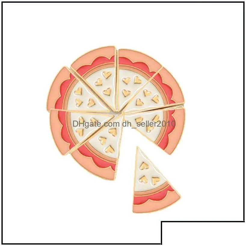 pins brooches piece of pizza delicious white love personality creative badge ornament special enamel cartoon lapel denim pins 1133 t