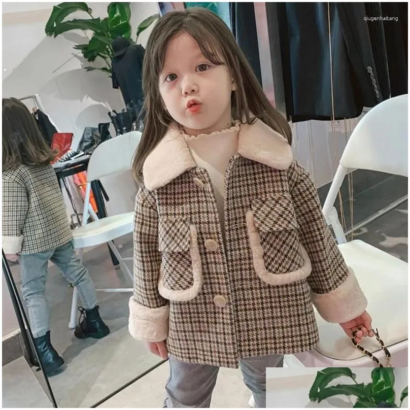 Down Coat 2-6 Years Winter Girls Thick Warm Parkas Baby Kids Chidren Long Sleeve Plaid Jacket Outerwear