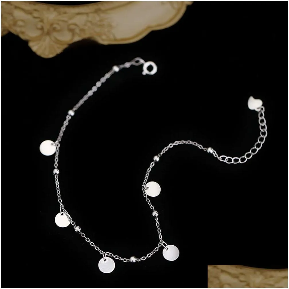 Pure Silver Round Ankle Bracelet for Women in