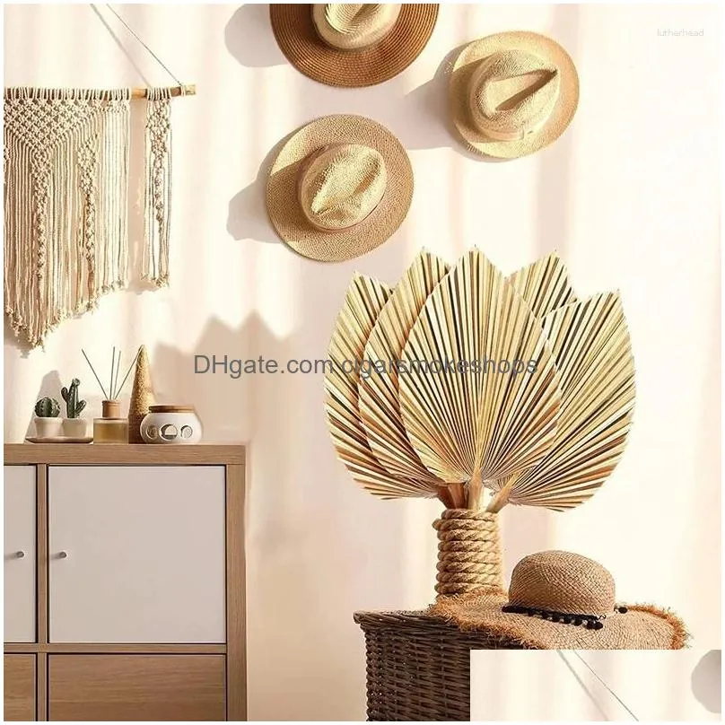 Decorative Objects & Figurines 5Pcs Natural Dried Palm Leaves Tropical Fans Boho Dry Decor For Home Kitchen Wedding Drop Delivery Gard Dhshb