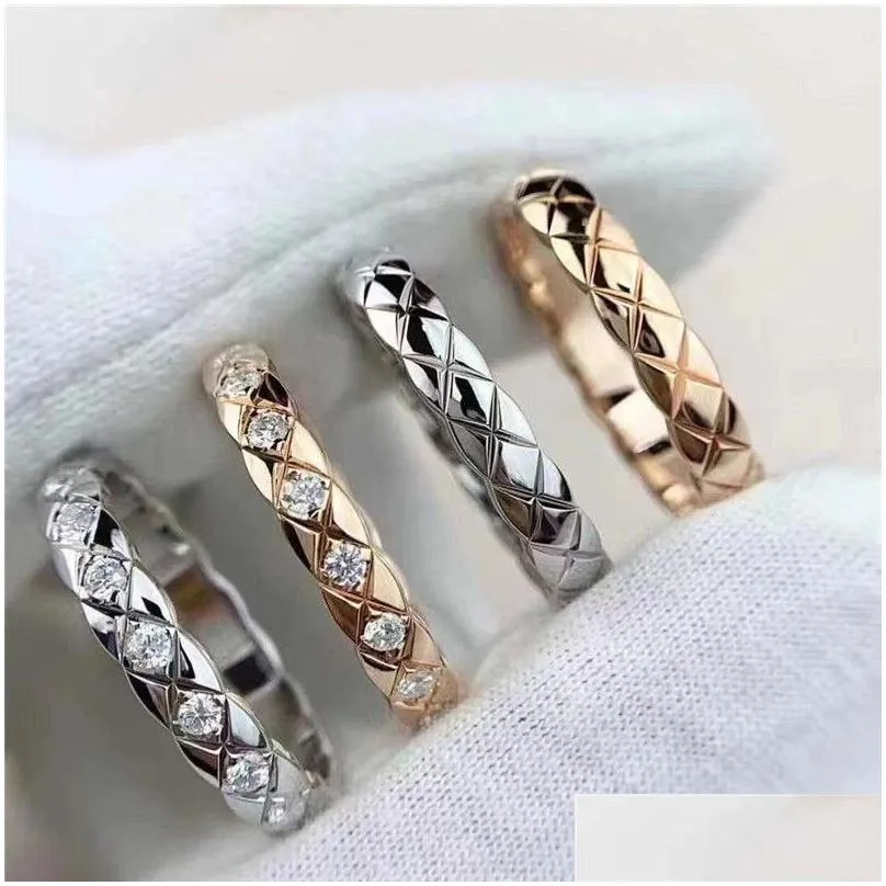 Band Rings 2023 S Sterling Sier Diamond For Women Shining Crystal Stone Designer Ring Wedding Jewelry No Box Drop Delivery Dhja8