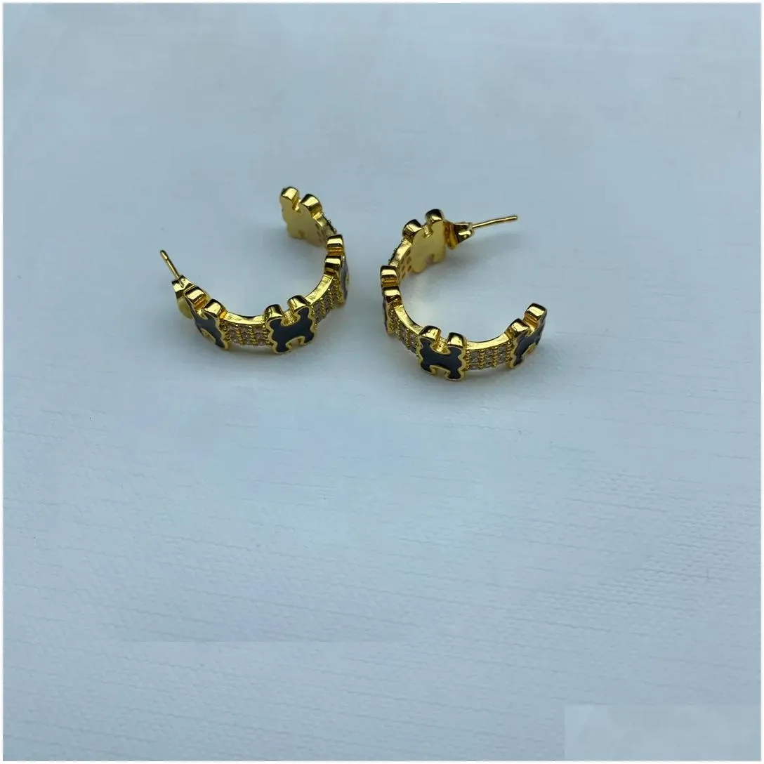 Stud Designer Ns Earrings Gold Plating Fashion Brand Letters Jewelry Famous Triomphes Women Wedding Gift Christmas Drop Delivery Earr Dhvlc