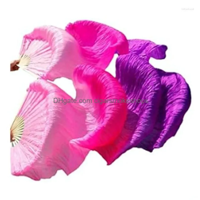 Decorative Objects & Figurines Extended Faux Silk Belly Dance Fan Veils Long Folding Fans For Shows Performances Gift Teachers Dropshi Dht0D