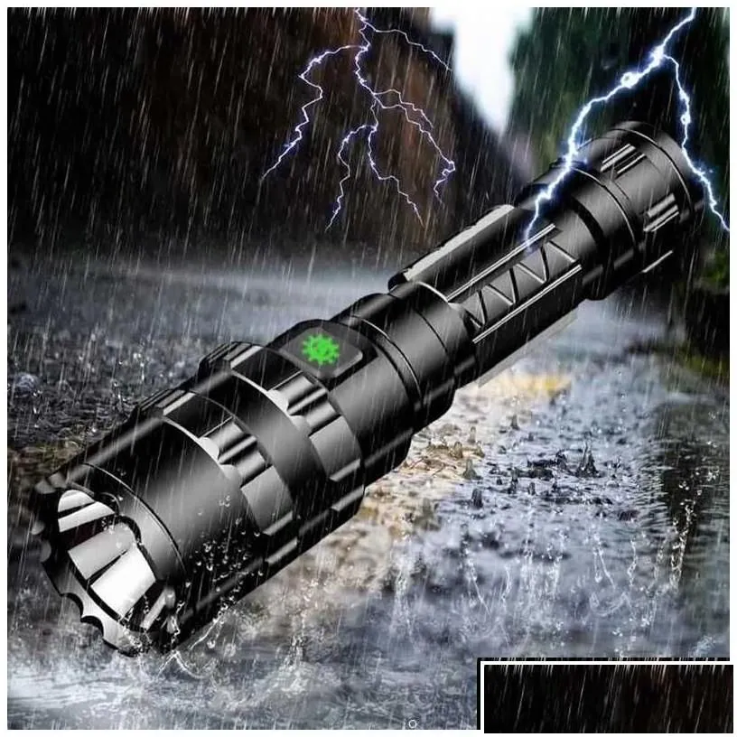 Flashlights Torches Waterproof L2 X1 Battery 1600Lumens 5 Switch Modes Rechargeable Hunting Outdoor Rescuing Torch Flash Light Drop