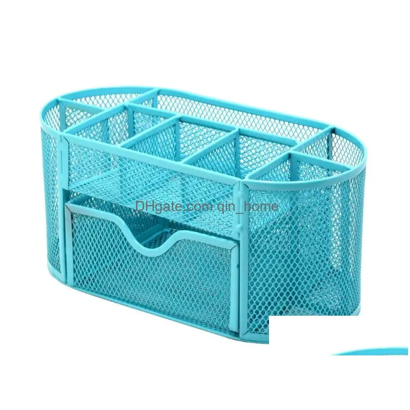 metal penalty organizer mesh desk organizer table 9 grids design storage box drawer pencil pen holder for neatening tools