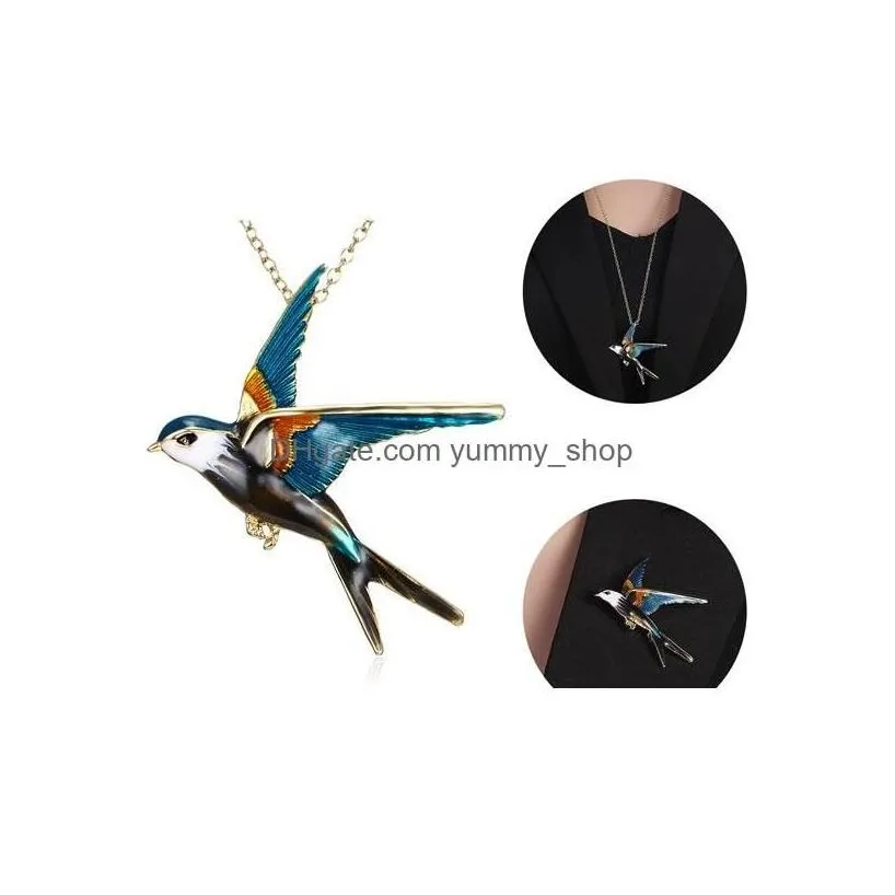 Pendant Necklaces Fashion Jewelry Llow Necklace Glaze Brooch Two Way Wearring Drop Delivery Pendants Dhj8B Dhxl7