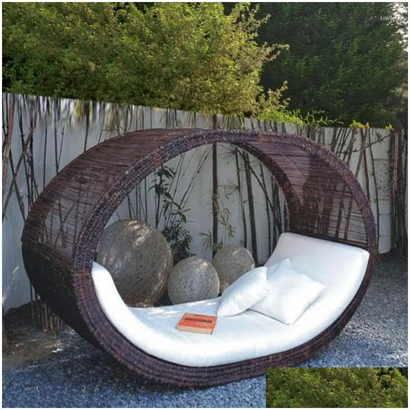 Camp Furniture Outdoor Rattan Bed Swimming Pool El Villa Terrace Leisure Courtyard Lazy Resort Lounge Chair