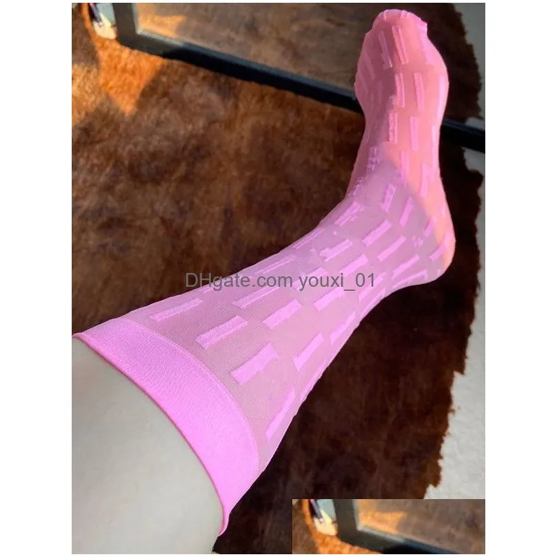 Socks & Hosiery Designer Mesh Stockings For Women Brands Ladies Y Fl Letter Printed Sock Stocking Good Quality Gifts 6 Colors Drop De Dh9Dt