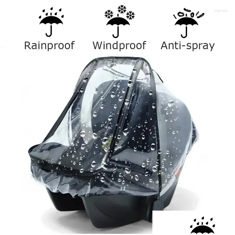 Stroller Parts Baby Safety Seat Rain Cover Transparent Basket Going Out Cradle Dust Chair