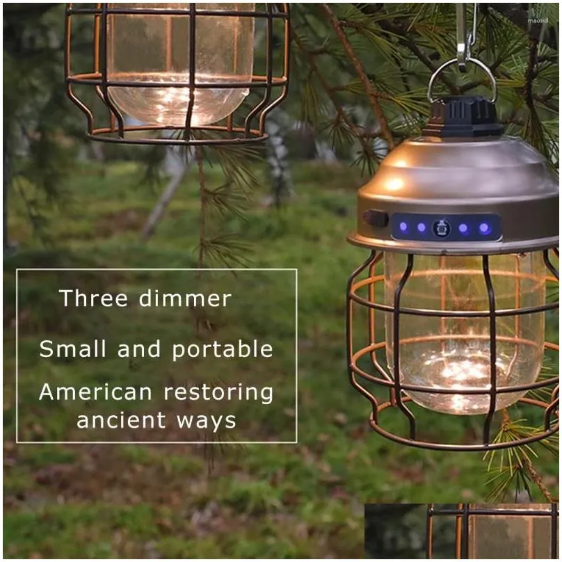 Portable Lanterns LED Working Light Oudoor Hooking Camping Lamp 3 Modes Torch Emergency Waterproof Inspection Warm