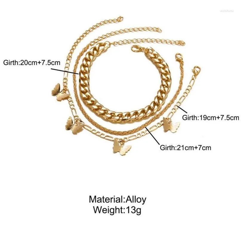 Anklets Female Summer Gold Color For Women Butterfly Mtilayer Chain Ankle Bracelets Girls On Leg Beach Jewelry Drop Delivery Dhund