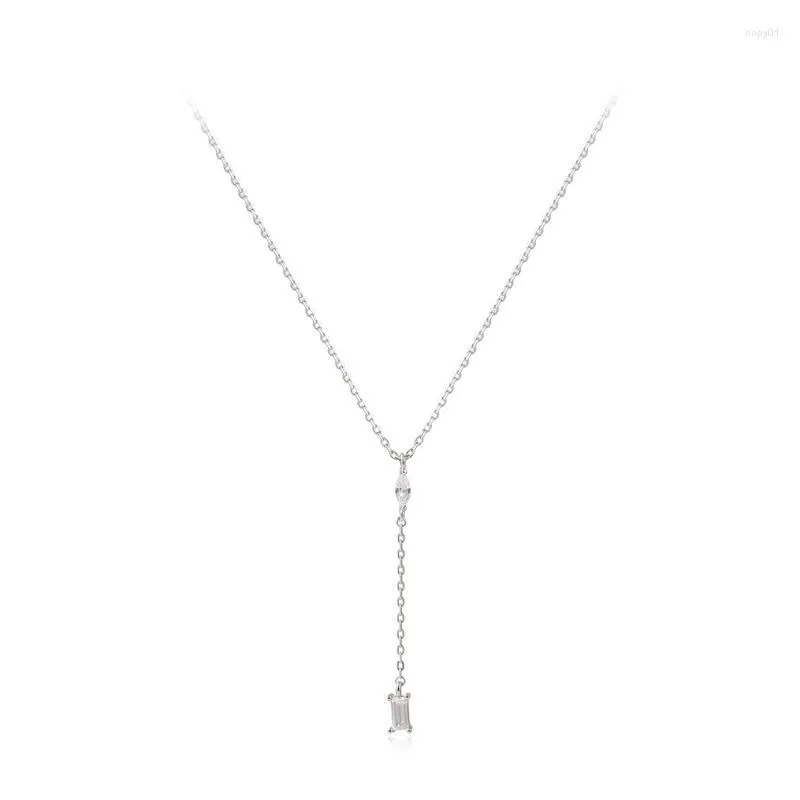 Pendant Necklaces PANJBJ Silver Color Zircon Water Drop Necklace For Women Girl Geometric Tassel Sparkling Jewelry Birthday Gift