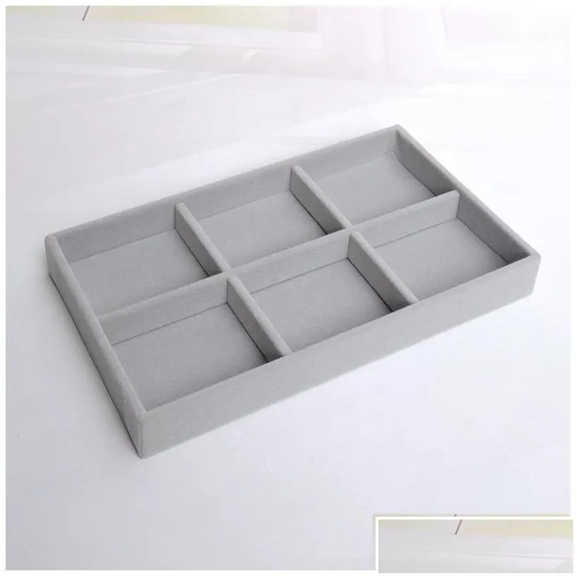 Jewelry Tray Handmade Diy Box Der Storage Organizer Gray Soft Veet Jewellery Earring Necklace Pendant Bracelet Display Rack Plate 4