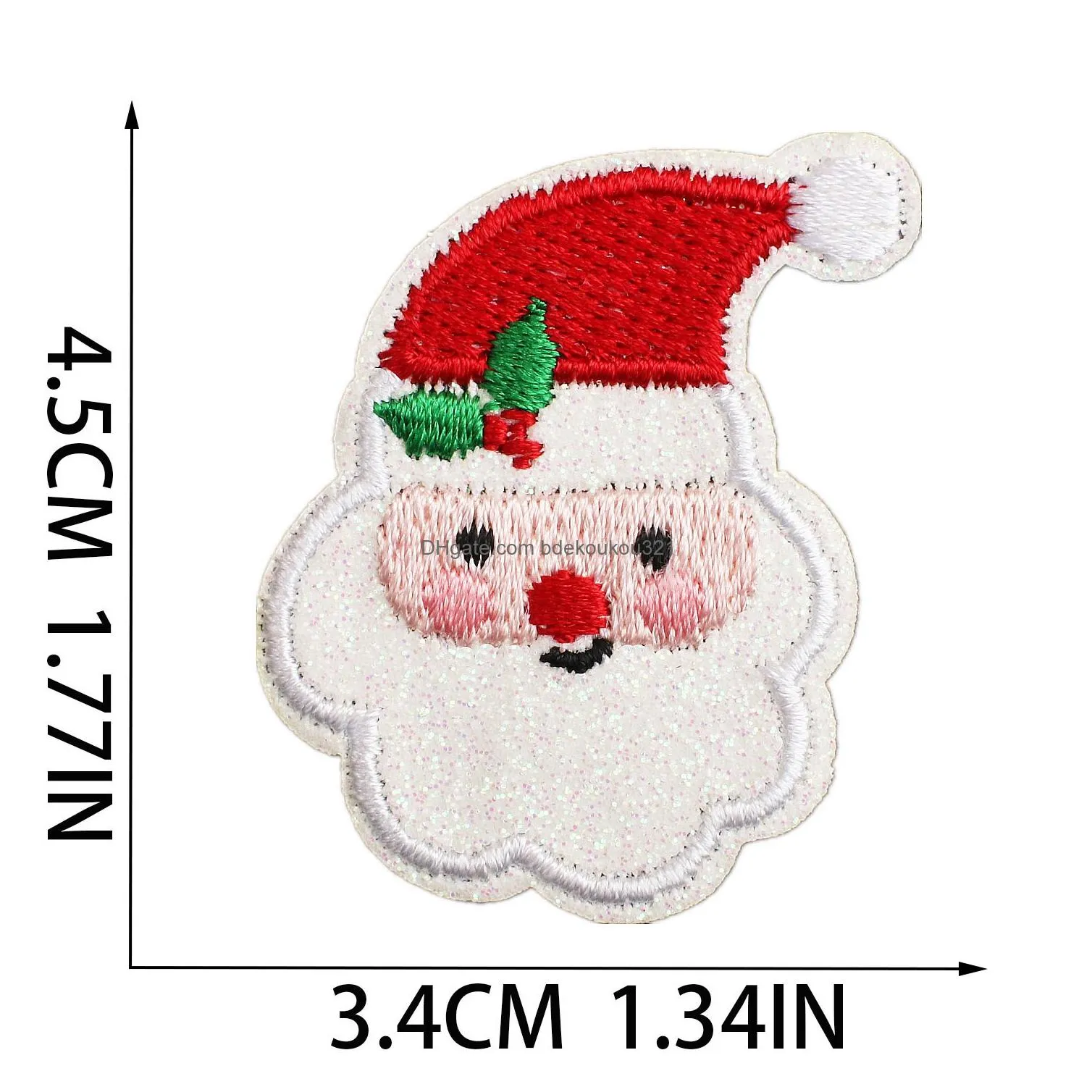 Sewing Notions & Tools Merry Christmas Iron On Es Faux Leather Embroidered Glitter Diy Sew Applique Repair For Clothing Jackets Sweat Dhkxp