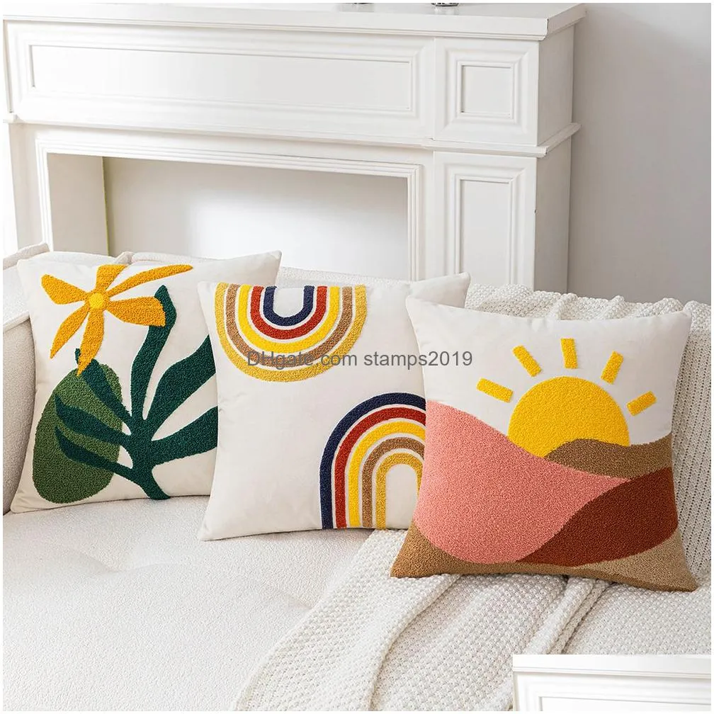 tufted throw pillow covers sun pillow covers mid century decorative bohemia cushion case pillowcase for couch sofa child bedroom living room farmhouse