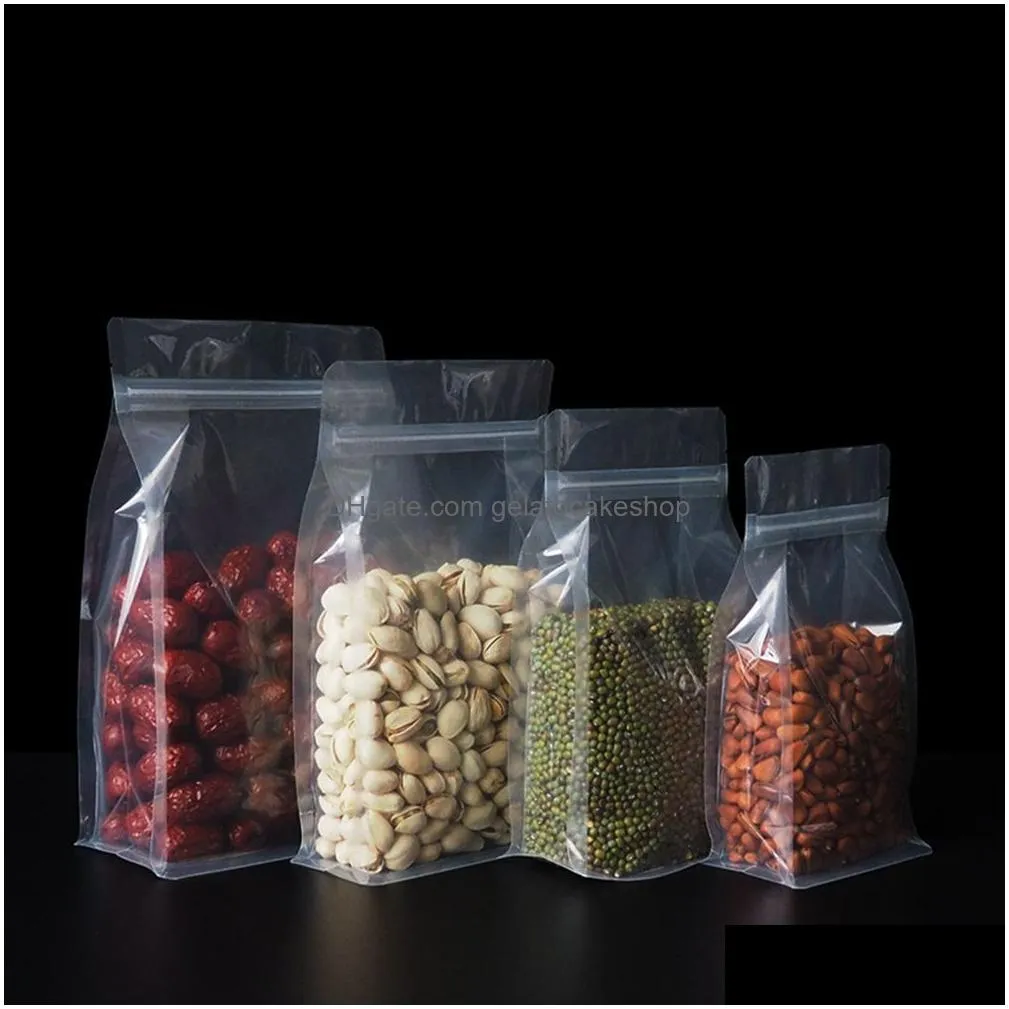 wholesale 100pcs matte clear resealable zipper bag stand up portable pouches thickened snack packing carry pack bags plastic food saver sealable