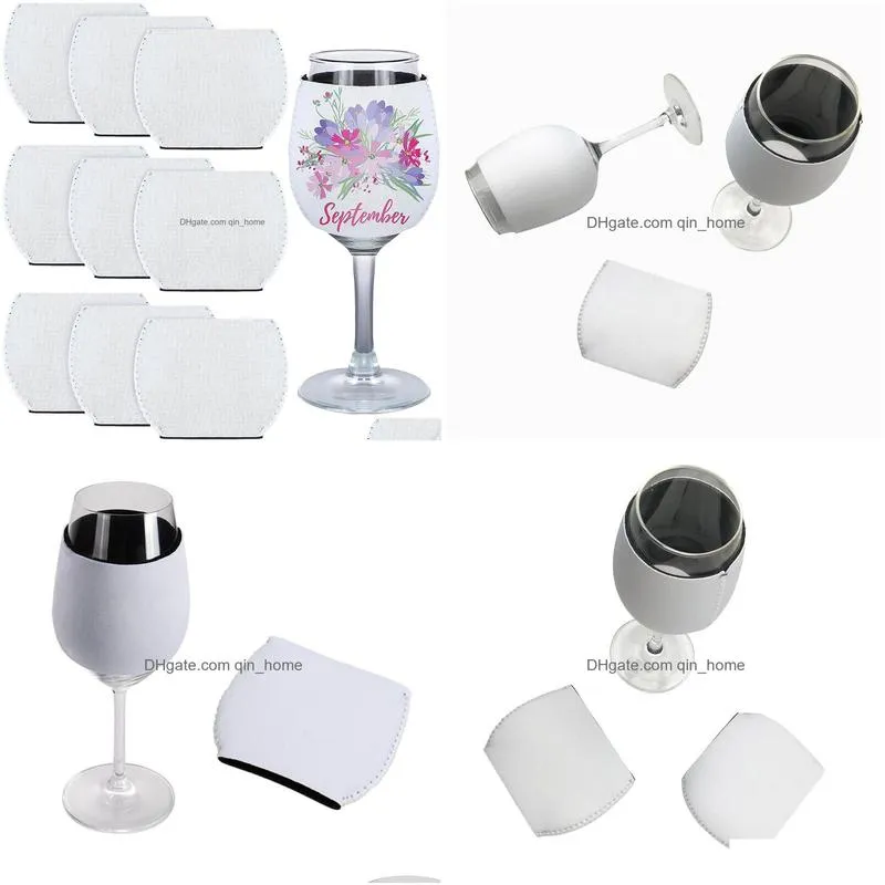 drinkware handle case sublimation blank 10oz 12oz wine glass tumbler neoprene insulator sleeve holder cover for diy ornaments llf13847