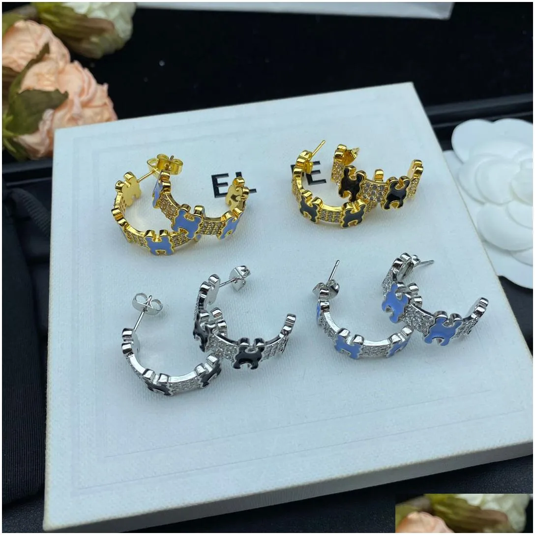 Stud Designer Ns Earrings Gold Plating Fashion Brand Letters Jewelry Famous Triomphes Women Wedding Gift Christmas Drop Delivery Earr Dhvlc