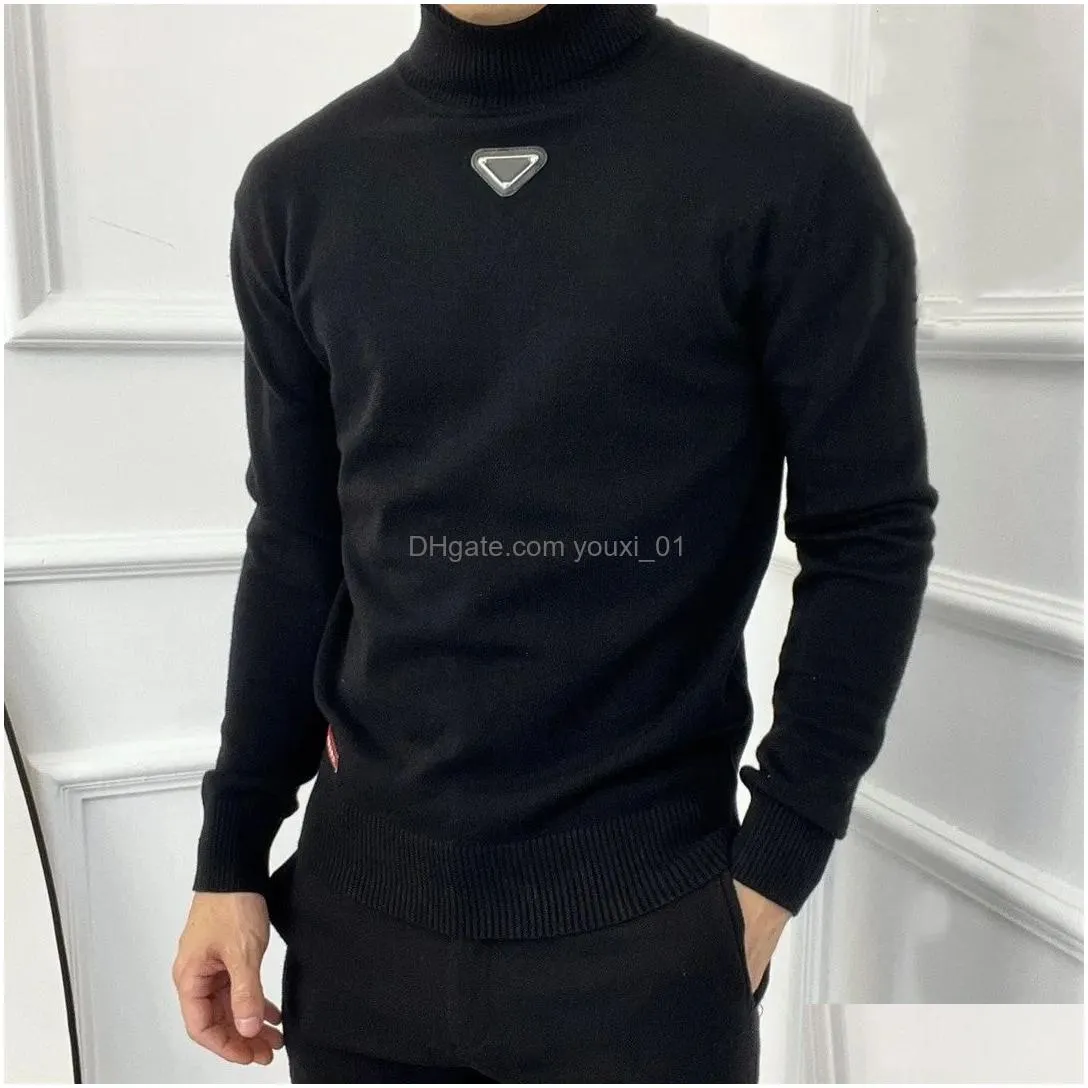 Men`S Sweaters Sweater Mens Designer Luxury Man Long Sleeves Knitted Jumper Fashion Turtleneck Casual Sweatshirts High Quality Womens Dh4Ja