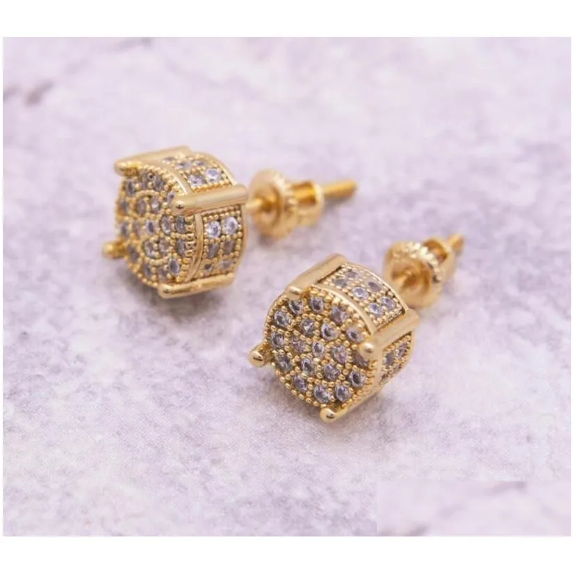 Earring Back Hiphop Zircon Earrings For Men And Women Gold Sier Plated Ear Stud Ice Out Hip Hop Rings Jewelry Drop Delivery Findings Dhuh2