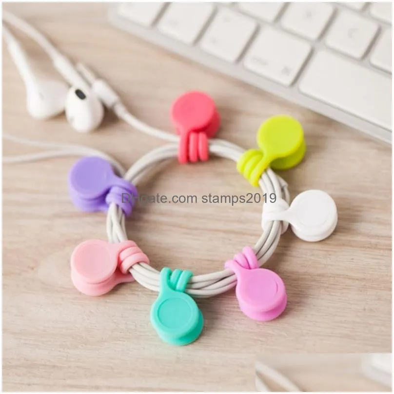 creative silicone magnet headset data organization clips cord mobile phone winding hub suitable for home office lk225