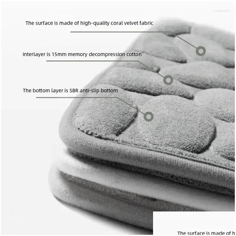 Carpets Foot Mat Coral Fleece Floor Household Memory Foam Non-Slip Bathroom Kitchen Thickened Absorbent Door Rugs Drop Delivery Otnnc