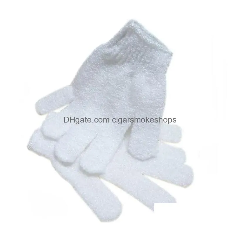 Bath Brushes, Sponges & Scrubbers White Nylon Body Shower Gloves Exfoliating Glove Scrubber Spa Mas Dead Skin Cell Wholesale Fy8464 11 Dh9Vt