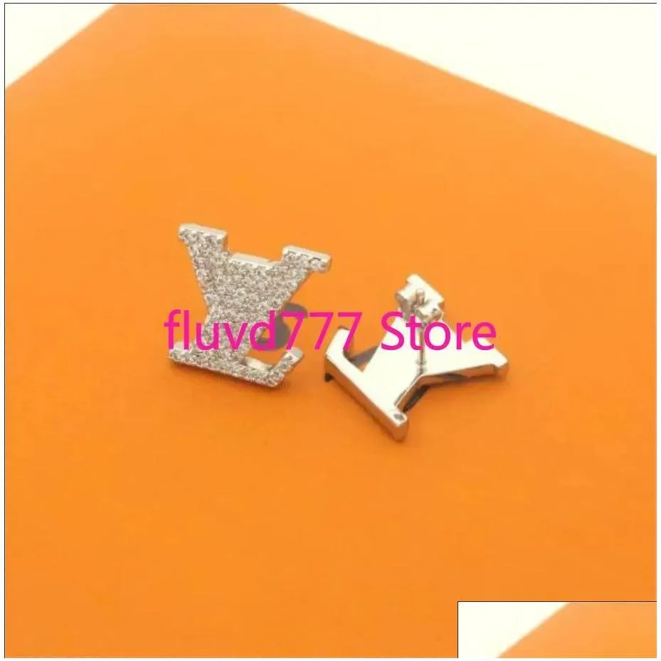 Stud Brand Jewelry Simple Letter Earring For Women Elegant Party Diamond Earrings Drop Delivery Dh0Q4