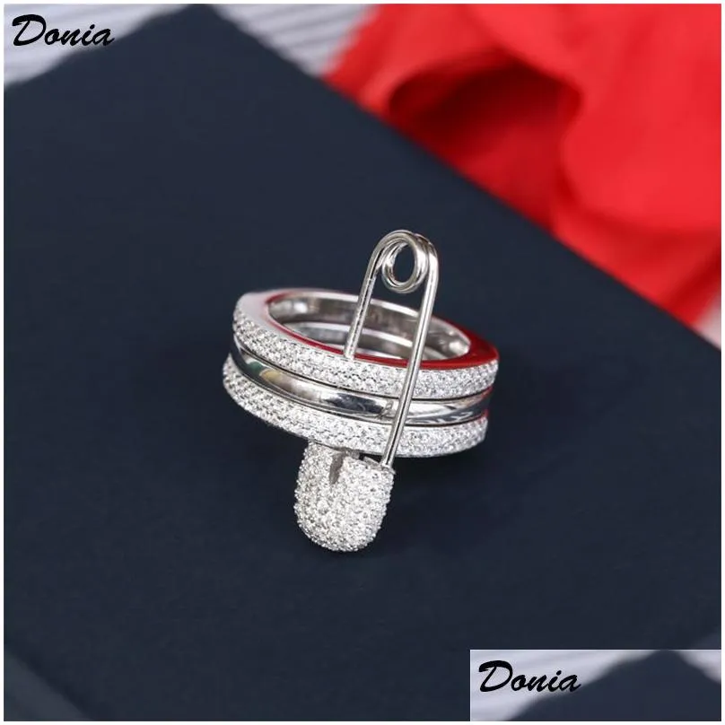 Band Rings Donia Jewelry Luxury Ring Exaggerated Three-Ring Copper Inlaid Fl Of Zircons European And American Creative Designer Gift Dh7Bp