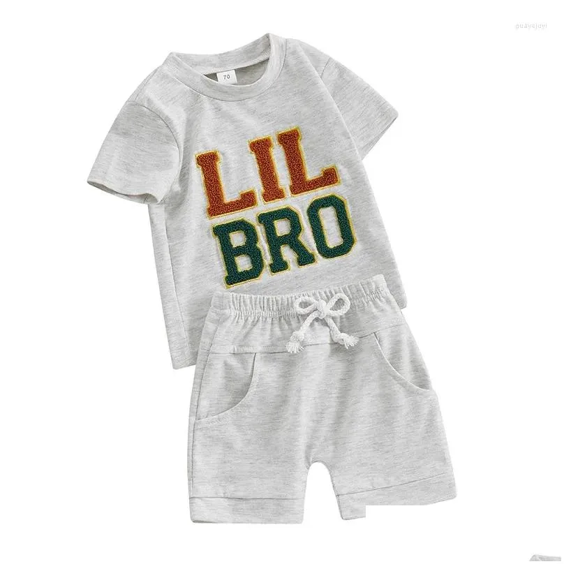 Clothing Sets Toddler Baby Boy Girl Summer Round Neck Short Sleeve T-Shirt Big Little Brother Sister Matching Letter Print Elastic