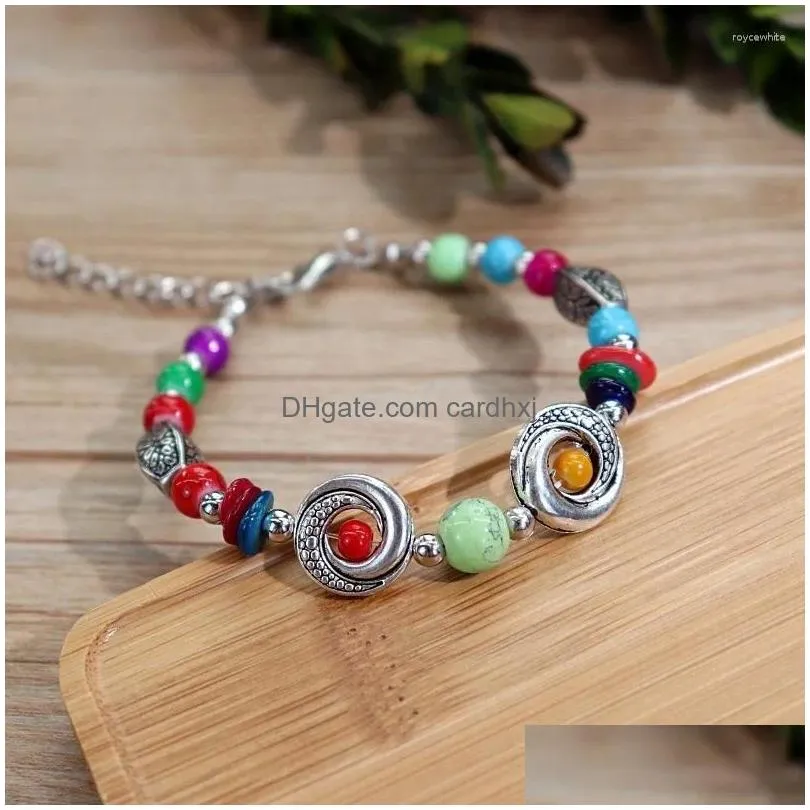Charm Bracelets Colored Stone String Nepal Special Holiday Forest Yunnan Ethnic Style Retro Bracelet Gifts For Women In Drop Delivery Dhqfb