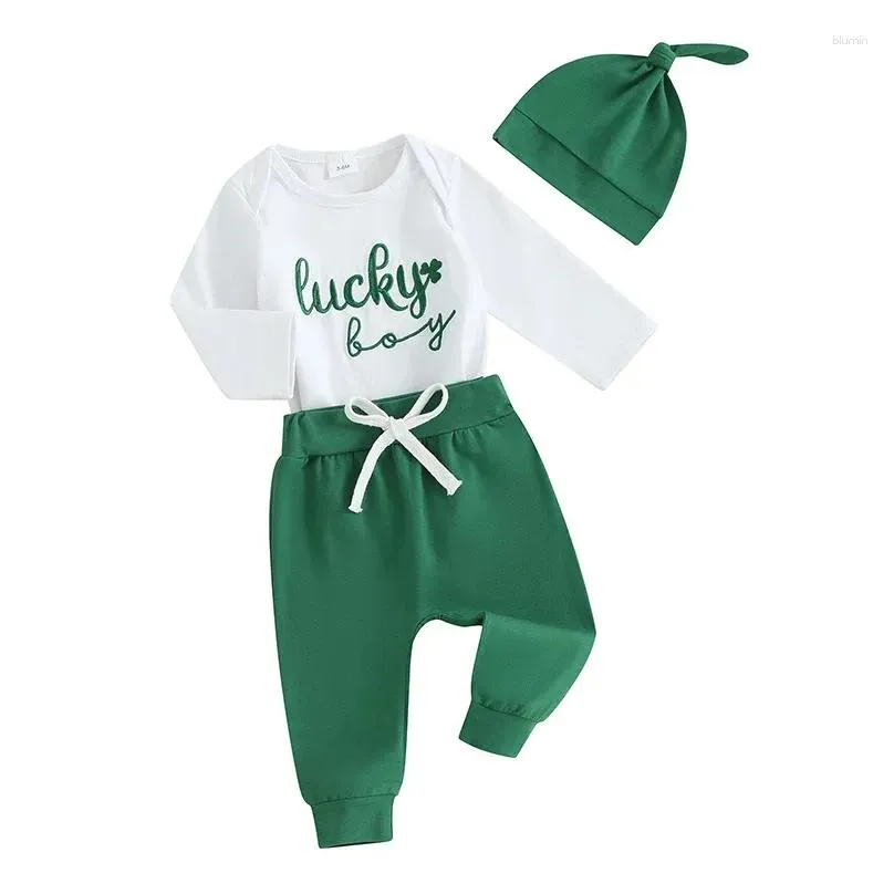 Clothing Sets Born St Pattys Day Outfit Baby Boy Romper Pants Hat Infant Clothes Set My First Patricks Outfits