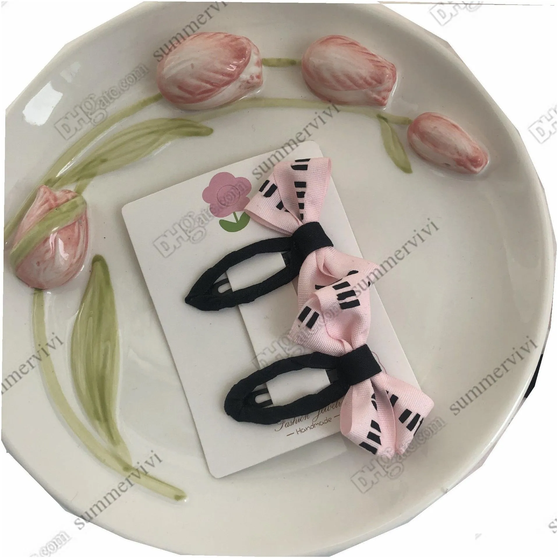 Luxury Girls handmade Bows BB hairpins kids letter printed Bow princess barrettes Baby birthday party hair accessories Z2887