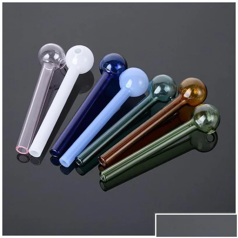 smoking pipes 10cm 4 inch pyrex glass oil burner pipe tobacco dry herb colorf water hand accessories tube drop delivery home garden