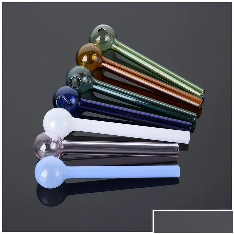 smoking pipes 10cm 4 inch pyrex glass oil burner pipe tobacco dry herb colorf water hand accessories tube drop delivery home garden