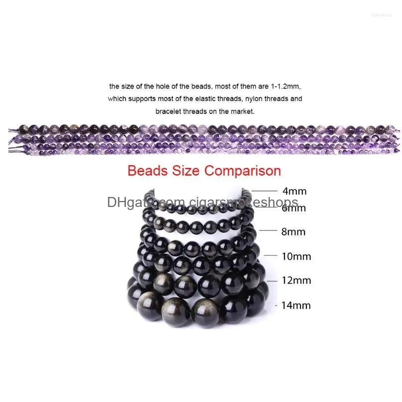 Decorative Objects & Figurines Natural Stone Round Beads Bracelet For Women Men Healing Crystal Amethyst Rose Quartz Aquamarines Jade Dhxms