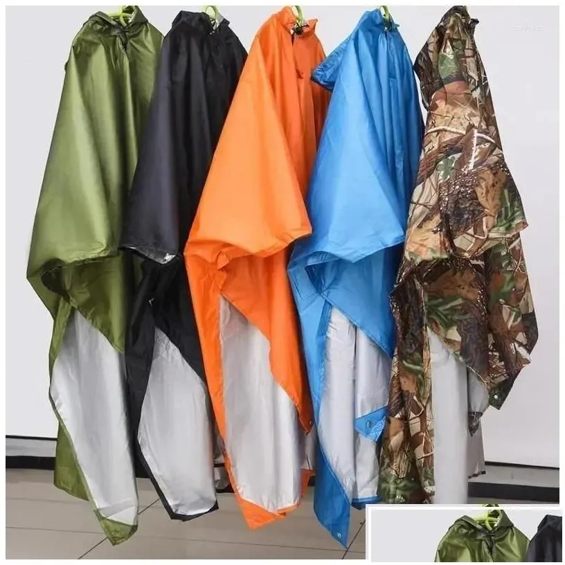 Tents And Shelters Hiking 3 Poncho Er Hood Cam Outdoor Backpack Mat 1 Coat Cycling Waterproof In Raincoat Tent Drop Delivery Sports Ou