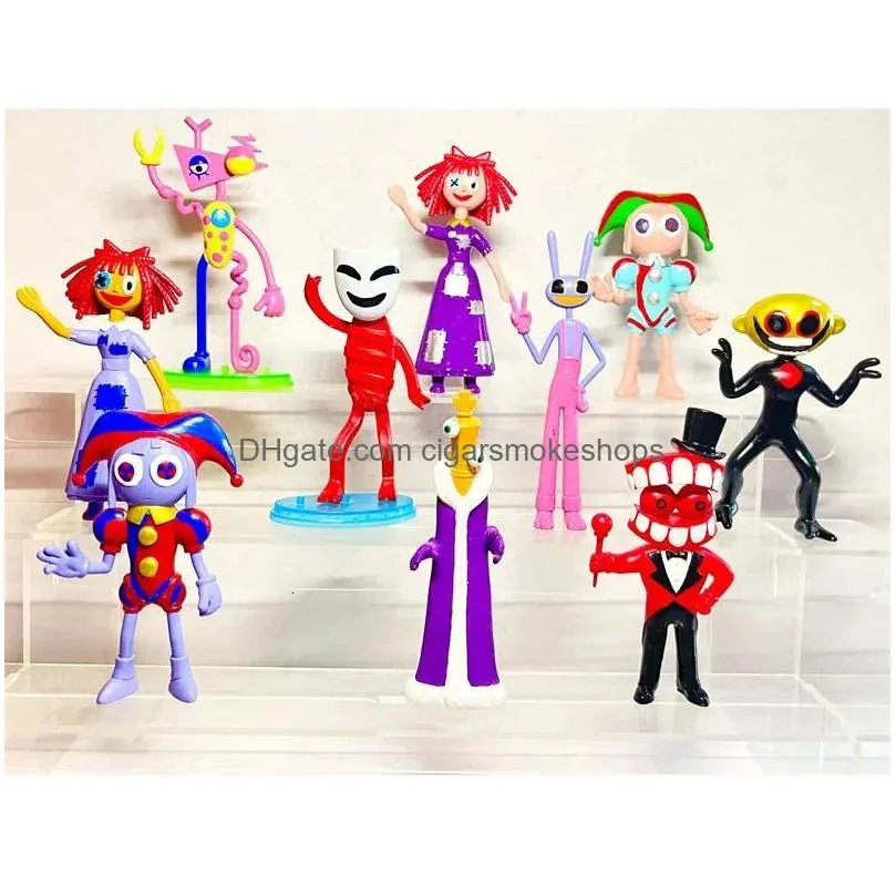 Decorative Objects & Figurines 691012Pcs The Amazing Digital Circus Figure Action Pvc Model Highquality Toy Desk Decor Collection Chil Dhgae