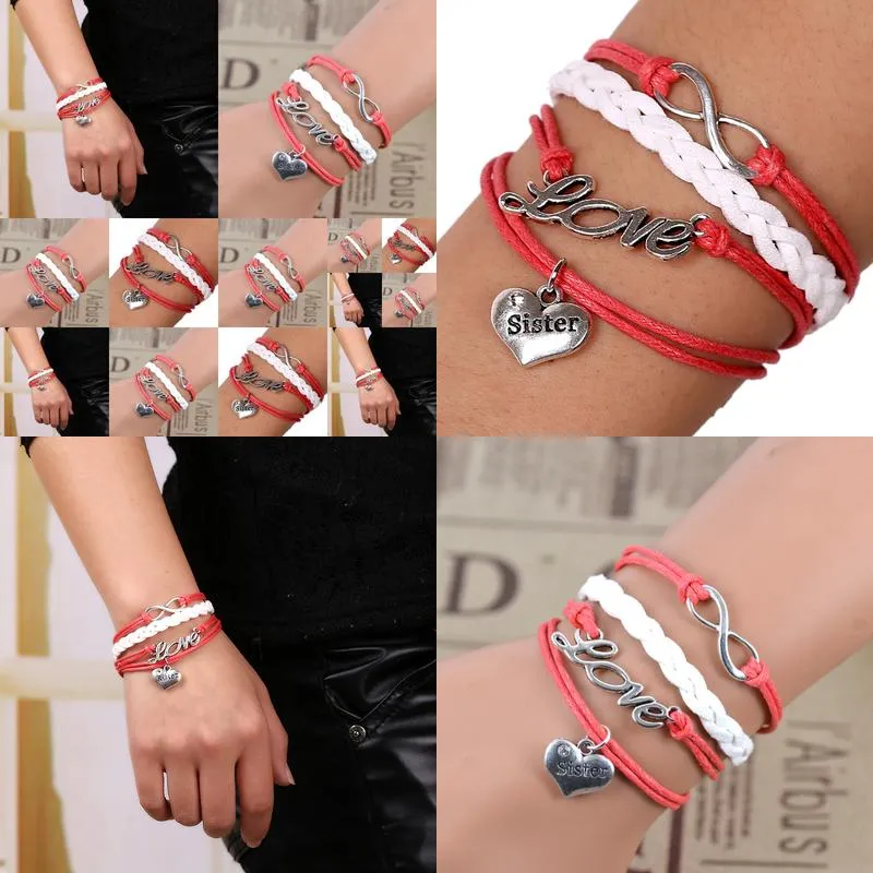 Charm Bracelets Rope Weave Braided Leather Bracelet Vintage Style Mti Layer Beaded Men Women Drop Delivery Otmp6