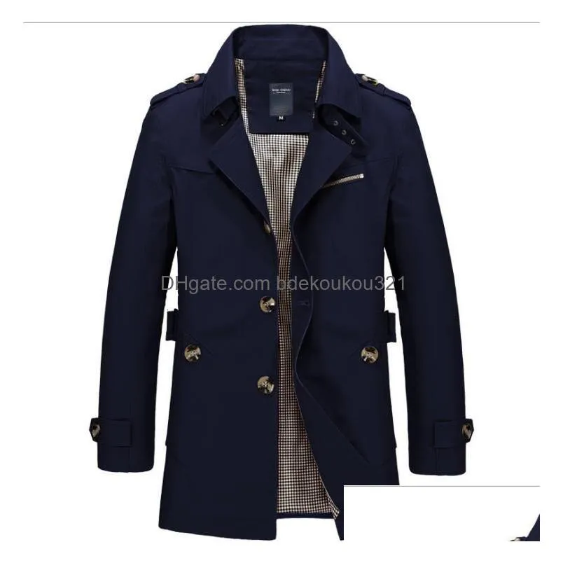 Men`S Trench Coats Mens Autumn Winter Man Mid-Length Coat Men Clothes Slim Fit Overcoat Long Sleeve 2021 Designer Big Size 5Xl Drop De Dhcwh