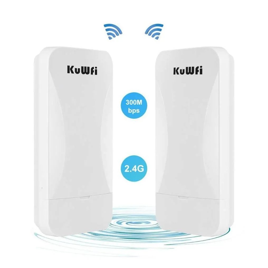 Routers Kuwfi 300Mbps Wifi Router Outdoor Wireless Bridge 2.4G Repeater Extender Point To 1Km With Wan Lan Port Drop Delivery Computer