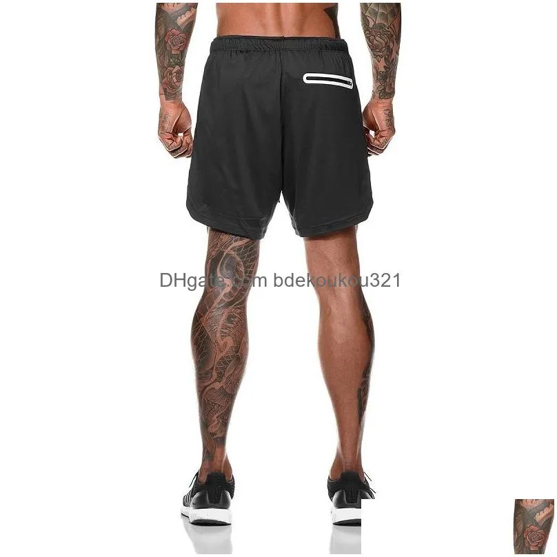Men`S Shorts Men 2 In 1 Camo Running Jogging Gym Fitness Training Double-Deck Quick Dry Beach Short Pants Male Summer Sports Workout Dhgnx