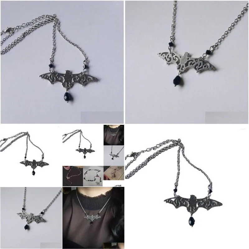 Pendant Necklaces Fashion Vintage Punk Gothic Bat Necklace For Women Animals Choker Neck Chain Halloween Collar Hip Hop Girls Jewelr Dhlvp