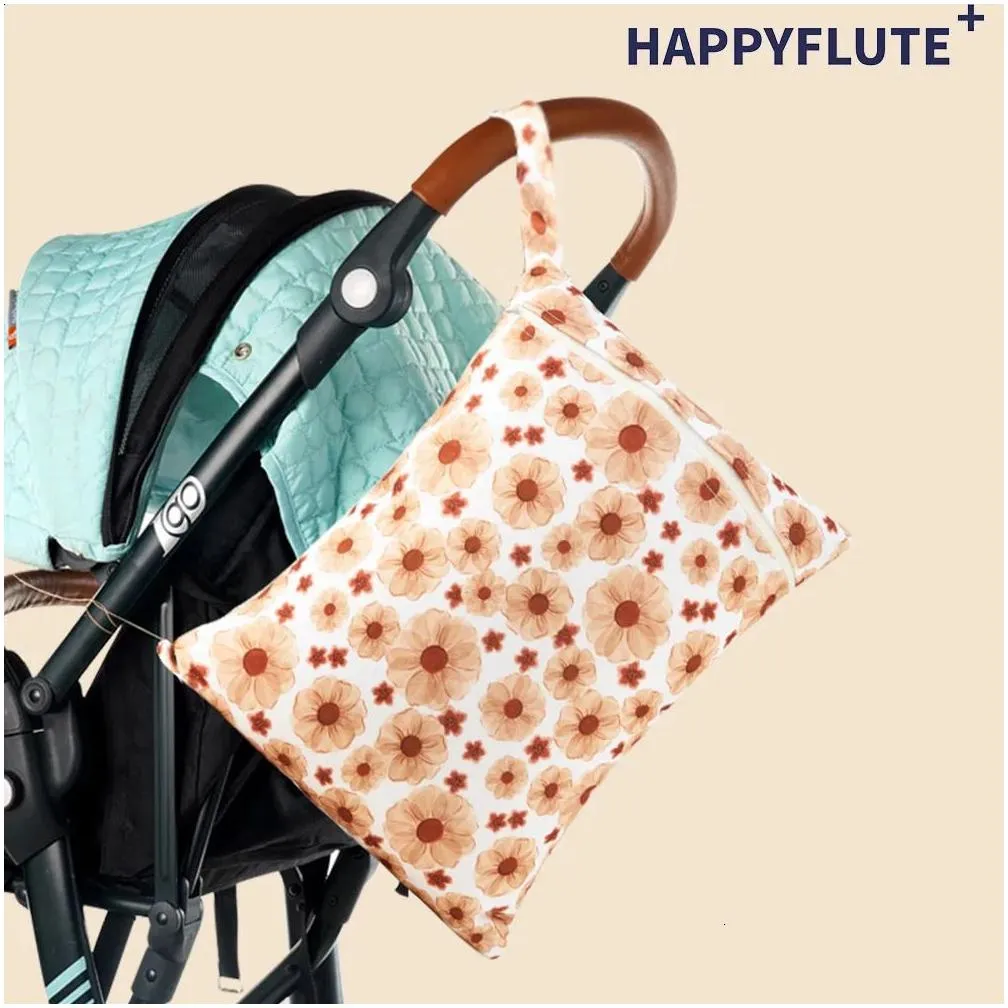 HappyFlute Exclusive 4 PCS Washable Reusable Ecological Diapers For Baby 1 PCS Waterproof Bag 240403