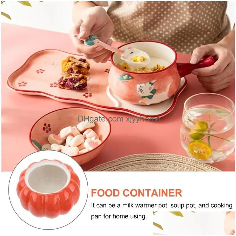 Dinnerware Sets Pumpkin Ceramic Soup Bowl Dessert Sugar Storage Jar Seasoning Pot With Lid Coffee Mug Cup Drop Delivery Dhdvo